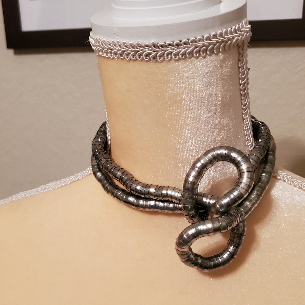 Silver Abstract Creative Statement Necklace - image 4